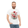 Wildflowers and Pink & Red Roses, Graphic T-Shirts for Women, Floral Shirt, Womens Short Sleeve, Ladies Graphic Tees #5134TTS