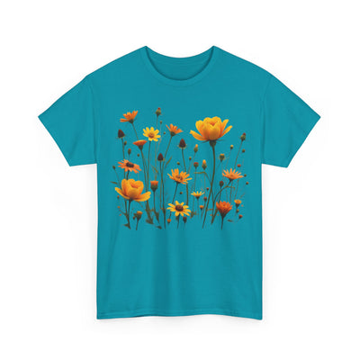 Wildflowers and Yellow Roses, Graphic T-Shirts for Women, Floral Shirt, Womens Short Sleeve, Ladies Graphic Tees #5011TTS