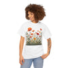 Wildflowers and Orange Roses, Graphic T-Shirts for Women, Floral Shirt, Womens Short Sleeve, Ladies Graphic Tees #5045TTS