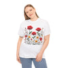Wildflowers and Red Roses, Graphic T-Shirts for Women, Floral Shirt, Womens Short Sleeve, Ladies Graphic Tees #5034TTS