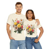 Wildflowers and Pink & Yellow Roses, Graphic T-Shirts for Women, Floral Shirt, Womens Short Sleeve, Ladies Graphic Tees #5136TTS