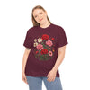Wildflowers and Pink & Red Roses, Graphic T-Shirts for Women, Floral Shirt, Womens Short Sleeve, Ladies Graphic Tees #5134TTS