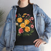 Wildflowers and Pink & Yellow Roses, Graphic T-Shirts for Women, Floral Shirt, Womens Short Sleeve, Ladies Graphic Tees #5137TTS