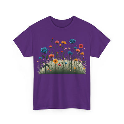 Wildflowers and Blue Roses, Graphic T-Shirts for Women, Floral Shirt, Womens Short Sleeve, Ladies Graphic Tees #5050TTS