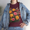 Wildflowers and Pink & Yellow Roses, Graphic T-Shirts for Women, Floral Shirt, Womens Short Sleeve, Ladies Graphic Tees #5142TTS