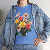 Wildflowers and Pink & Yellow Roses, Graphic T-Shirts for Women, Floral Shirt, Womens Short Sleeve, Ladies Graphic Tees #5136TTS