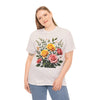 Wildflowers and Pink & Yellow Roses, Graphic T-Shirts for Women, Floral Shirt, Womens Short Sleeve, Ladies Graphic Tees #5149TTS