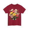 Wildflowers and Pink & Yellow Roses, Graphic T-Shirts for Women, Floral Shirt, Womens Short Sleeve, Ladies Graphic Tees #5136TTS