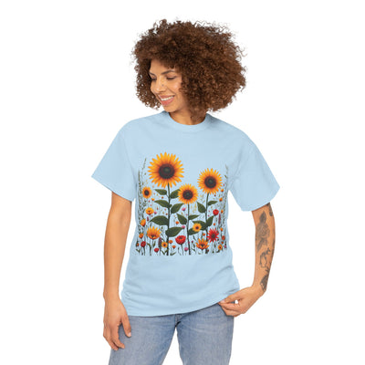 Sunflowers & Wildflowers, Graphic T-Shirts for Women, Floral Shirt, Womens Short Sleeve, Ladies Graphic Tees #5154TTS