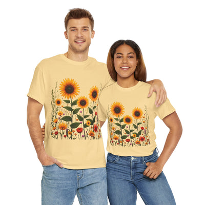 Sunflowers & Wildflowers, Graphic T-Shirts for Women, Floral Shirt, Womens Short Sleeve, Ladies Graphic Tees #5154TTS