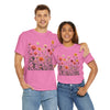 Wildflowers and Pink Roses, Graphic T-Shirts for Women, Floral Shirt, Womens Short Sleeve, Ladies Graphic Tees #5023TTS