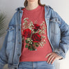 Wildflowers and Red Roses, Graphic T-Shirts for Women, Floral Shirt, Womens Short Sleeve, Ladies Graphic Tees #5127TTS