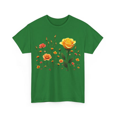 Wildflowers and a Yellow Rose, Graphic T-Shirts for Women, Floral Shirt, Womens Short Sleeve, Ladies Graphic Tees #5010TTS