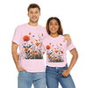 Wildflowers and Orange Roses, Graphic T-Shirts for Women, Floral Shirt, Womens Short Sleeve, Ladies Graphic Tees #5046TTS