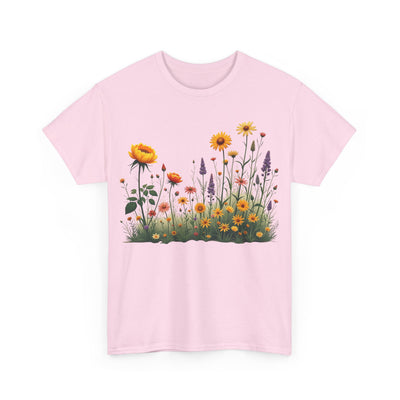 Wildflowers and Yellow Roses, Graphic T-Shirts for Women, Floral Shirt, Womens Short Sleeve, Ladies Graphic Tees #5028TTS