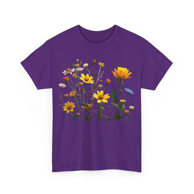 Wildflowers and a Yellow Rose, Graphic T-Shirts for Women, Floral Shirt, Womens Short Sleeve, Ladies Graphic Tees #5009TTS