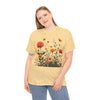 Wildflowers and Orange Roses, Graphic T-Shirts for Women, Floral Shirt, Womens Short Sleeve, Ladies Graphic Tees #5046TTS