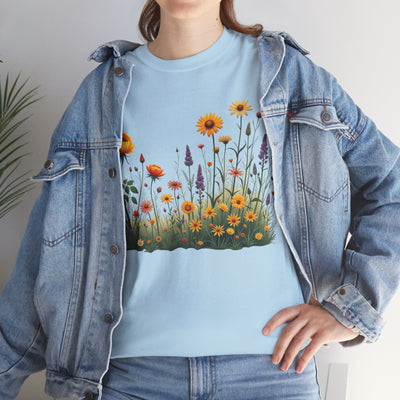 Wildflowers and Yellow Roses, Graphic T-Shirts for Women, Floral Shirt, Womens Short Sleeve, Ladies Graphic Tees #5028TTS