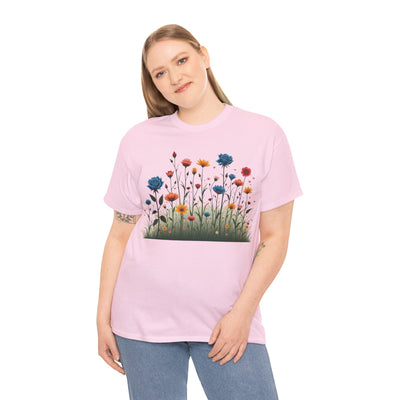Wildflowers and Blue Roses, Graphic T-Shirts for Women, Floral Shirt, Womens Short Sleeve, Ladies Graphic Tees #5050TTS