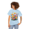 Wildflowers and Pink & Yellow Roses, Graphic T-Shirts for Women, Floral Shirt, Womens Short Sleeve, Ladies Graphic Tees #5142TTS