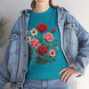Wildflowers and Pink & Red Roses, Graphic T-Shirts for Women, Floral Shirt, Womens Short Sleeve, Ladies Graphic Tees #5134TTS