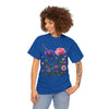 Wildflowers and Pink/Violet Roses, Graphic T-Shirts for Women, Floral Shirt, Womens Short Sleeve, Ladies Graphic Tees #5101TTS