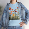 Wildflowers and Orange Roses, Graphic T-Shirts for Women, Floral Shirt, Womens Short Sleeve, Ladies Graphic Tees #5045TTS