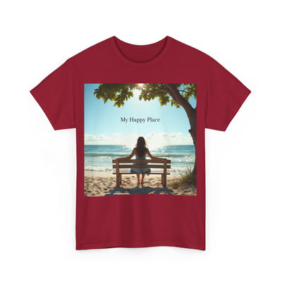 My Happy Place, Woman on Bench, Looking at Waves,Safe Place T-Shirt, Finding My Happy Place Top, Ocean Waves,#5003STS