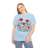Wildflowers and Red Roses, Graphic T-Shirts for Women, Floral Shirt, Womens Short Sleeve, Ladies Graphic Tees #5034TTS