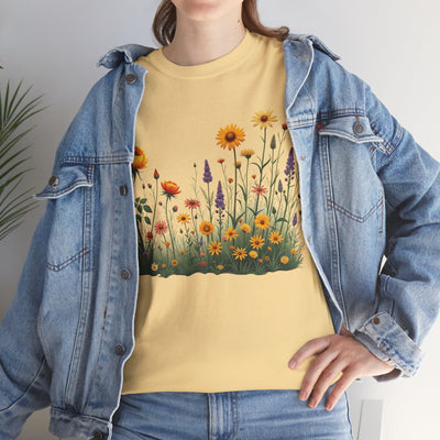 Wildflowers and Yellow Roses, Graphic T-Shirts for Women, Floral Shirt, Womens Short Sleeve, Ladies Graphic Tees #5028TTS
