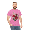 Wildflowers and Red Roses, Graphic T-Shirts for Women, Floral Shirt, Womens Short Sleeve, Ladies Graphic Tees #5127TTS