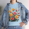Wildflowers and Pink & Yellow Roses, Graphic T-Shirts for Women, Floral Shirt, Womens Short Sleeve, Ladies Graphic Tees #5142TTS