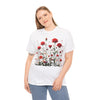 Wildflowers and Red Roses, Graphic T-Shirts for Women, Floral Shirt, Womens Short Sleeve, Ladies Graphic Tees #5035TTS