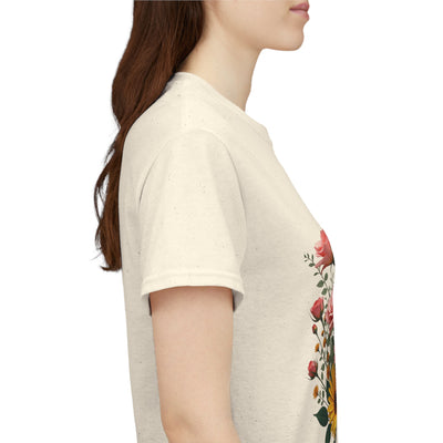 Wildflowers and Pink & Yellow Roses, Graphic T-Shirts for Women, Floral Shirt, Womens Short Sleeve, Ladies Graphic Tees #5141TTS