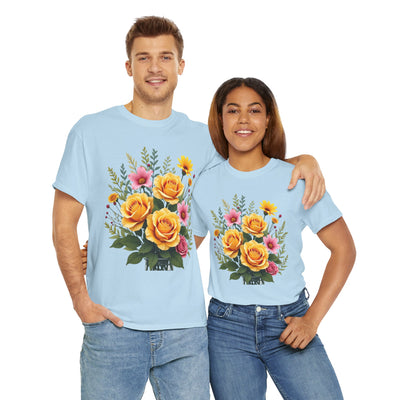Wildflowers and Yellow Roses, Graphic T-Shirts for Women, Floral Shirt, Womens Short Sleeve, Ladies Graphic Tees #5135TTS