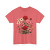 Wildflowers and Pink & Red Roses, Graphic T-Shirts for Women, Floral Shirt, Womens Short Sleeve, Ladies Graphic Tees #5134TTS