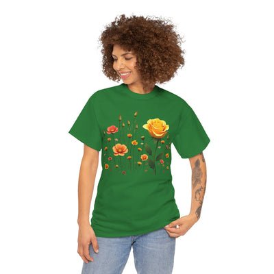 Wildflowers and a Yellow Rose, Graphic T-Shirts for Women, Floral Shirt, Womens Short Sleeve, Ladies Graphic Tees #5010TTS