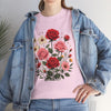 Wildflowers and Pink & Red Roses, Graphic T-Shirts for Women, Floral Shirt, Womens Short Sleeve, Ladies Graphic Tees #5134TTS