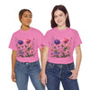Wildflowers and Pink/Violet Roses, Graphic T-Shirts for Women, Floral Shirt, Womens Short Sleeve, Ladies Graphic Tees #5101TTS