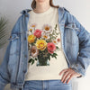 Wildflowers and Pink & Yellow Roses, Graphic T-Shirts for Women, Floral Shirt, Womens Short Sleeve, Ladies Graphic Tees #5136TTS