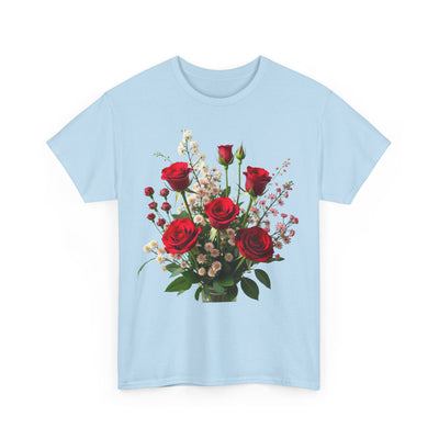 Wildflowers and Red Roses, Graphic T-Shirts for Women, Floral Shirt, Womens Short Sleeve, Ladies Graphic Tees #5130TTS