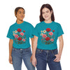 Wildflowers and Pink & Red Roses, Graphic T-Shirts for Women, Floral Shirt, Womens Short Sleeve, Ladies Graphic Tees #5134TTS