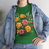 Wildflowers and Pink & Yellow Roses, Graphic T-Shirts for Women, Floral Shirt, Womens Short Sleeve, Ladies Graphic Tees #5142TTS