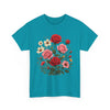 Wildflowers and Pink & Red Roses, Graphic T-Shirts for Women, Floral Shirt, Womens Short Sleeve, Ladies Graphic Tees #5134TTS