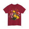 Wildflowers and Pink & Yellow Roses, Graphic T-Shirts for Women, Floral Shirt, Womens Short Sleeve, Ladies Graphic Tees #5138TTS