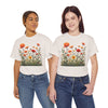 Wildflowers and Orange Roses, Graphic T-Shirts for Women, Floral Shirt, Womens Short Sleeve, Ladies Graphic Tees #5045TTS