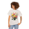 Wildflowers and Pink & Yellow Roses, Graphic T-Shirts for Women, Floral Shirt, Womens Short Sleeve, Ladies Graphic Tees #5136TTS
