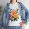 Wildflowers and Pink & Yellow Roses, Graphic T-Shirts for Women, Floral Shirt, Womens Short Sleeve, Ladies Graphic Tees #5144TTS