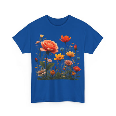 Wildflowers and Orange Roses, Graphic T-Shirts for Women, Floral Shirt, Womens Short Sleeve, Ladies Graphic Tees #5044TTS