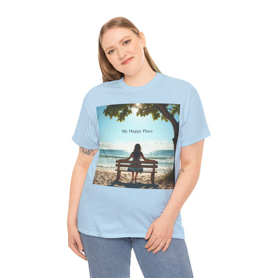 My Happy Place, Woman on Bench, Looking at Waves,Safe Place T-Shirt, Finding My Happy Place Top, Ocean Waves,#5003STS